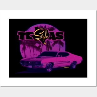 Texas-Style 1970 Torino Beach scene pink colors Posters and Art